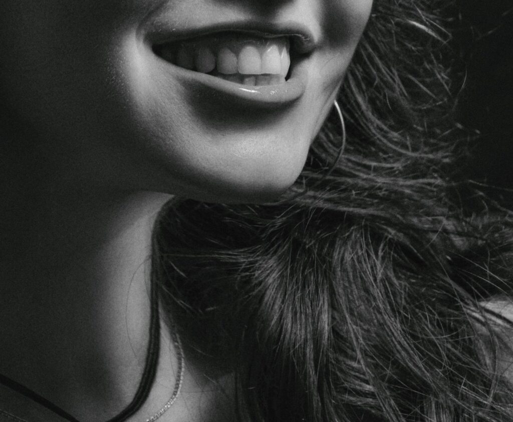 a woman with long hair